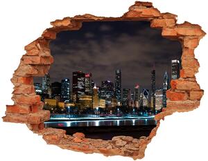 Fototapet un zid spart cu priveliște Chicago noaptea