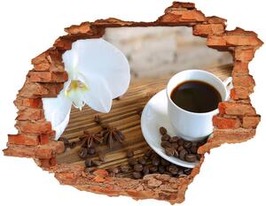 Fototapet un zid spart cu priveliște ceașcă de cafea