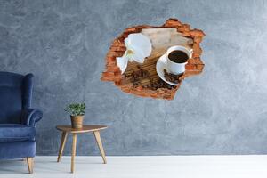 Fototapet un zid spart cu priveliște ceașcă de cafea