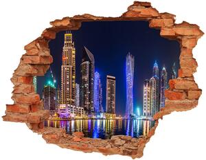 Fototapet 3D gaură în perete Dubai timp de noapte