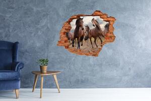Autocolant 3D gaura cu priveliște cinci cai