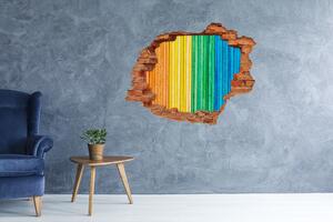 Fototapet 3D gaură în perete dungi colorate