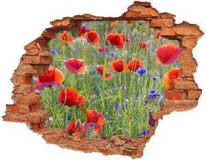 Fototapet un zid spart cu priveliște flori de câmp