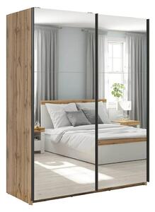Dulap TETRIX, stejar wotan, PAL, cu 2 usi si oglinzi, 154x60x196 cm