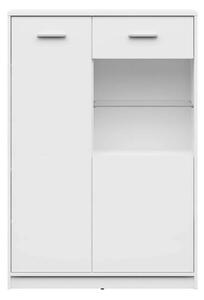 Vitrina NEPO PLUS, alb, PAL laminat/sticla, 90x34x132 cm