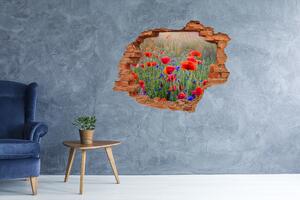 Autocolant 3D gaura cu priveliște flori de câmp
