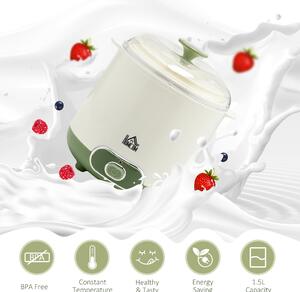 HOMCOM Aparat de Facut Iaurt cu Strecuratoare pentru Iaurt Grecesc, Masina de Iaurt Multifunctionala pentru Deserturi Homemade, Alb | Aosom RO