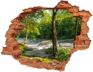 Autocolant de perete gaură 3D Râul în pădure