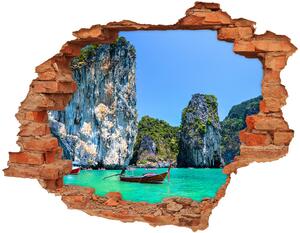 Autocolant 3D gaura cu priveliște barci Thailanda