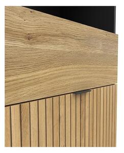 Biblioteca LUEN, stejar/negru, PAL laminat, 57x40x196 cm
