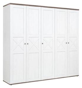 Dressing STOCKHOLM, pin alb andersen/stejar sonoma, PAL, cu 5 usi, 243x59x226 cm