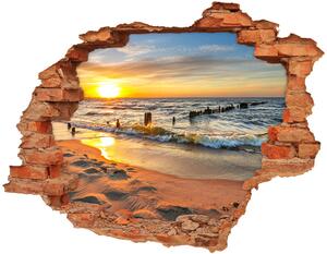 Fototapet 3D gaură în perete Sunset Beach