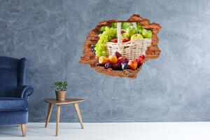 Fototapet 3D gaură în perete cos de fructe