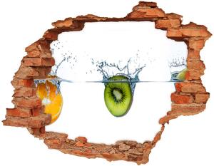 Fototapet 3D gaură în perete Fructele sub apa