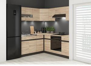Set bucatarie JUNONA LINE, stejar sonoma/wenge, PAL, 180x200 cm, dreapta, cu blat stejar sonoma