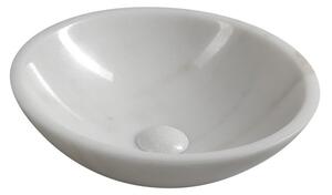 Sapho Sapho, chiuvetă din piatră BLOK diametru 40 cm, marmură albă, lustruită, 2401-34