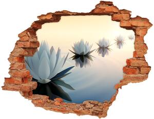Fototapet un zid spart cu priveliște flori de lotus