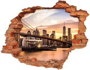 Autocolant gaură 3D Podul Brooklyn