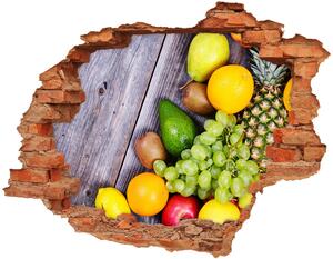 Autocolant 3D gaura cu priveliște Fructe pe lemn