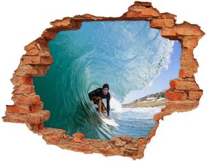 Autocolant de perete gaură 3D Surfer pe val