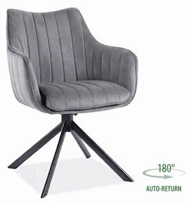 Scaun cu stofa din catifea Azalia, gri inchis, 61x44x86 cm