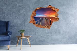 Autocolant 3D gaura cu priveliște pod de lemn