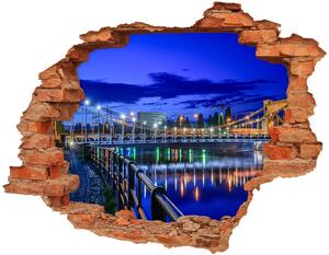 Fototapet un zid spart cu priveliște Wroclaw pe timp de noapte