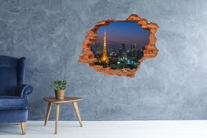 Autocolant 3D gaura cu priveliște Turnul din Tokyo