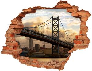 Autocolant 3D gaura cu priveliște Podul Philadelphia