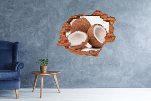 Fototapet 3D gaură în perete furnir de nucă de cocos