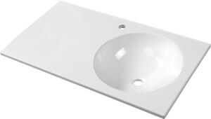 Sapho Sapho, chiuveta JUNO 80x15x47cm, marmura turnata, alb, dreapta, JU081