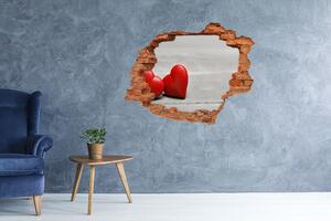 Autocolant gaură 3D Inima pe lemn