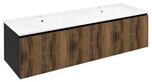 Sapho Sapho, dulap LOREA cu chiuveta dubla 181x46x51,5cm (90+90cm), stejar collingwood/negru mat, LE090-1935-03