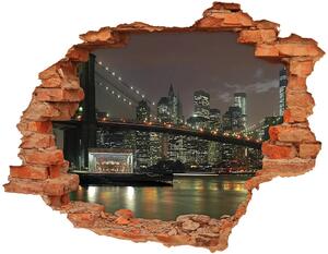 Fototapet un zid spart cu priveliște New York, pe timp de noapte