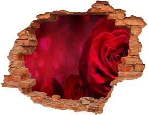 Autocolant un zid spart cu priveliște inima trandafir rosu