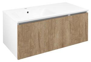 Sapho Sapho, dulap LOREA cu chiuveta 101x46x51,5cm (70+30cm), stanga, stejar Alabama/alb mat, LE070-2231-L-02