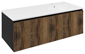 Sapho Sapho, dulap LOREA cu chiuveta 121x46x51,5cm (30+90cm), dreapta, stejar collingwood/negru mat, LE090-1935-R-03