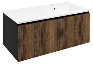 Sapho Sapho, dulap LOREA cu chiuveta 101x46x51,5cm (30+70 cm), dreapta, stejar collingwood/negru mat, LE070-1935-R-03