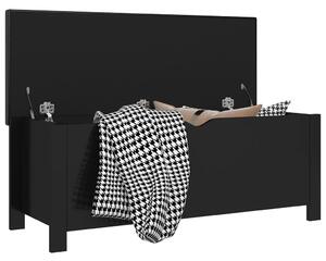 Cutie depozitare cu pernă, negru extralucios,105x40x45 cm, lemn