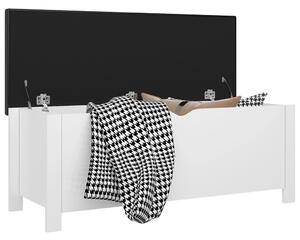 Cutie depozitare cu pernă, alb extralucios, 105x40x45 cm, lemn