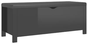 Cutie depozitare cu pernă, negru extralucios,105x40x45 cm, lemn