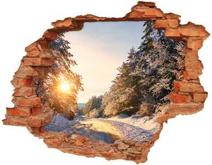 Fototapet un zid spart cu priveliște Drumul în pădure de iarnă