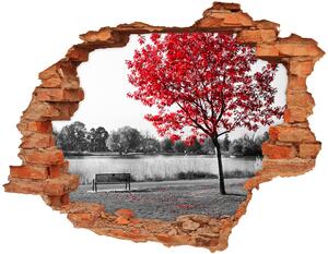 Fototapet 3D gaură în perete copac roșu
