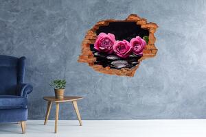Autocolant gaură 3D trandafiri roz