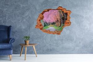 Autocolant 3D gaura cu priveliște flori de cireș