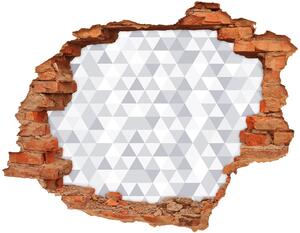 Autocolant de perete gaură 3D triunghiuri gri