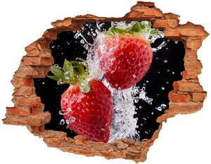 Fototapet 3D gaură în perete Căpșuni și apă