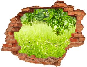 Autocolant un zid spart cu priveliște pajiște verde