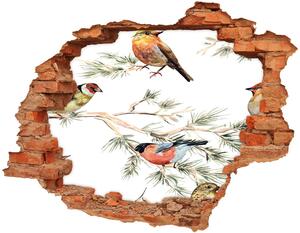 Autocolant de perete gaură 3D plante Forest păsări