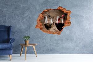 Autocolant un zid spart cu priveliște Două pahare de vin